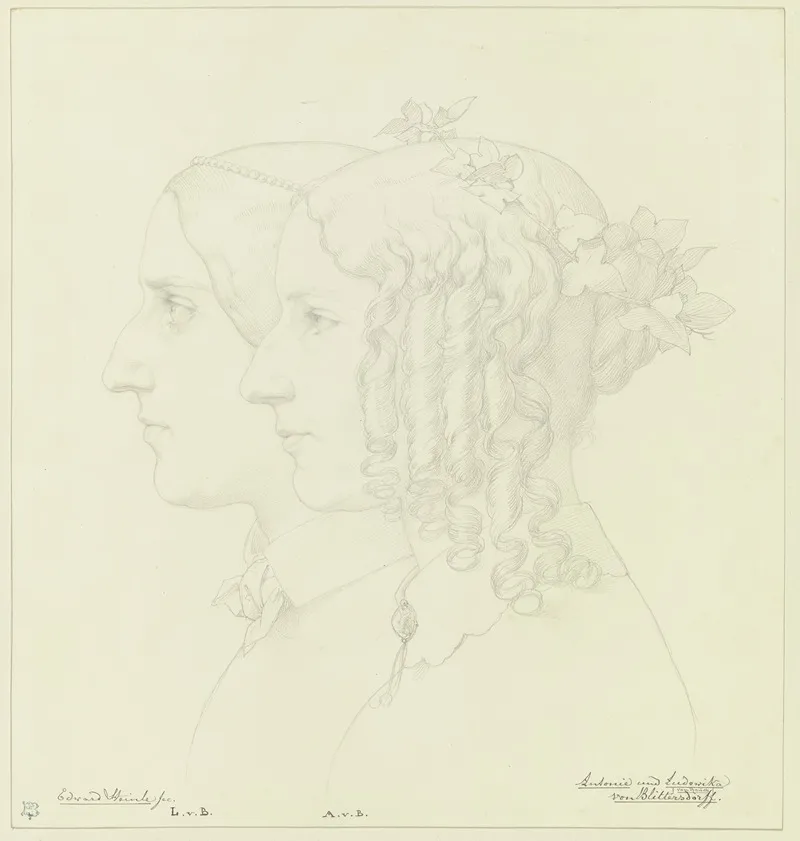 Antonie Von Blittersdorff Und Ludowika Von Blittersdorff Verehelichte Von Rauch Im Profil Nach Links Wall Art by Eduard von Steinle - High-Resolution Digital Print