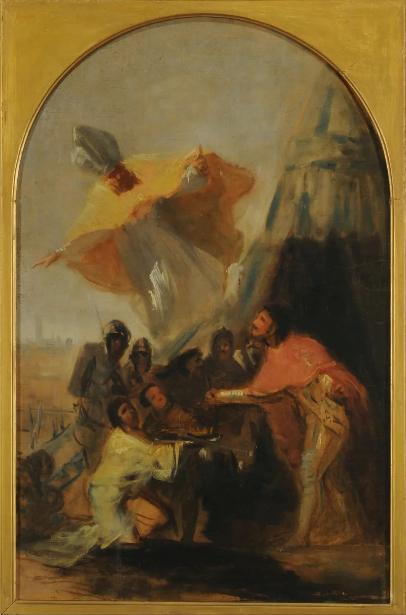 Aparicion De San Isidoro Al Rey Fernando El Santo Ante Los Muros De Sevilla Wall Art by Francisco de Goya - High-Resolution Digital Print