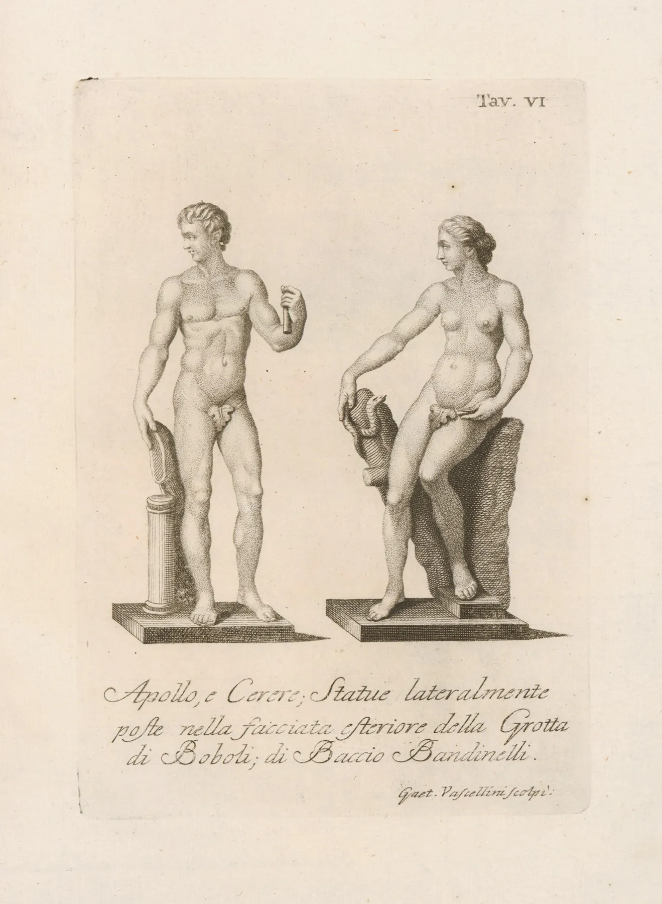 Apollo E Cerere Statue Lateralmente Poste Nella Facciata Esteriore Della Grotta Di Boboli Wall Art by Gaetano Vascellini - High-Resolution Digital Print