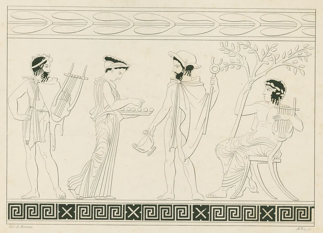 Apollo Holding Lyre And Laurel Branch Wall Art by A. Rey - High-Resolution Digital Print
