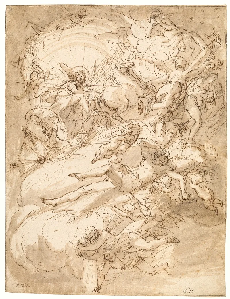 Apollo In His Chariot Draft For Ceiling Painting Wall Art by Alessandro Gherardini - High-Resolution Digital Print
