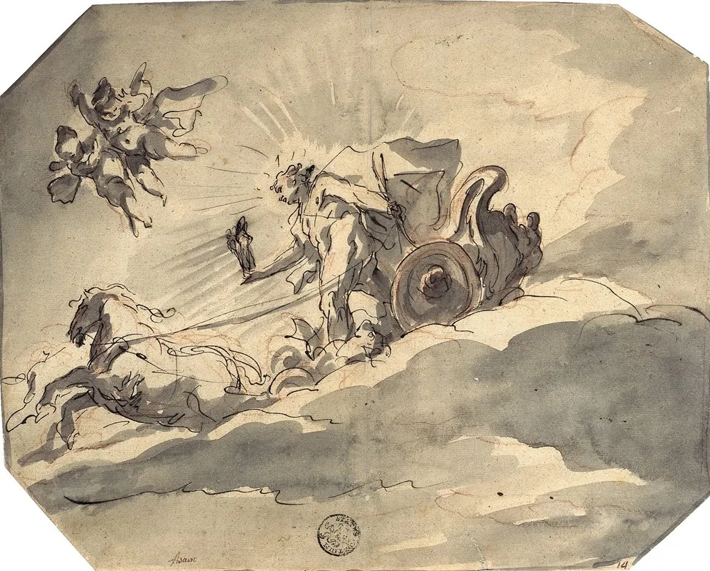 Apollo In His Chariot Wall Art by Cosmas Damian Asam - High-Resolution Digital Print