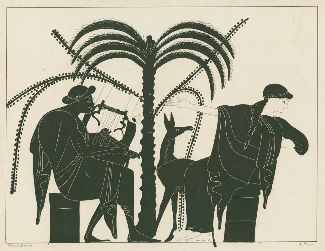 Apollo Playing The Cithara With Artemis And Hind Wall Art by A. Rey - High-Resolution Digital Print