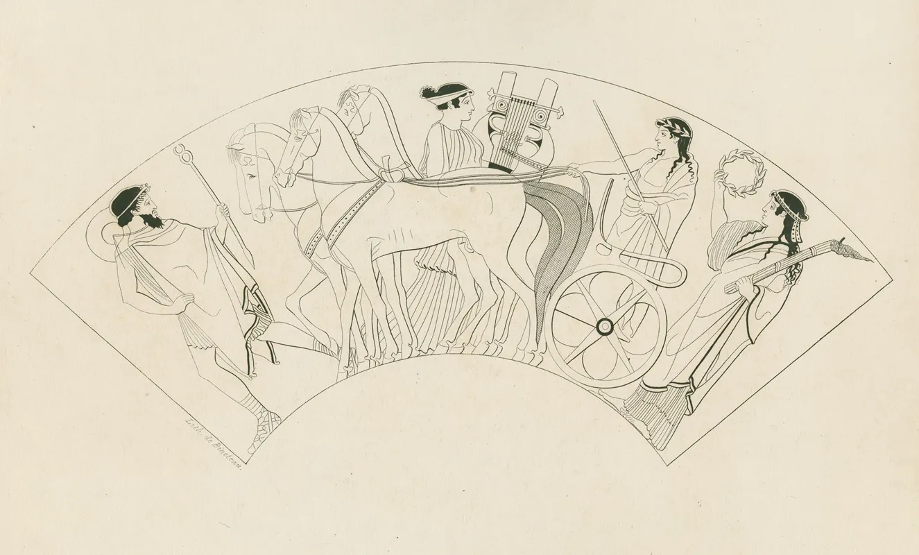 Apollo Riding In A Quadriga Drawn By Horses With Artemis And Hermes Wall Art by A. Rey - High-Resolution Digital Print