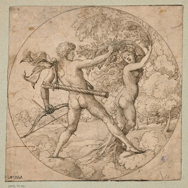 Apollo Und Daphne Im Rund Wall Art by Hans Vischer - High-Resolution Digital Print