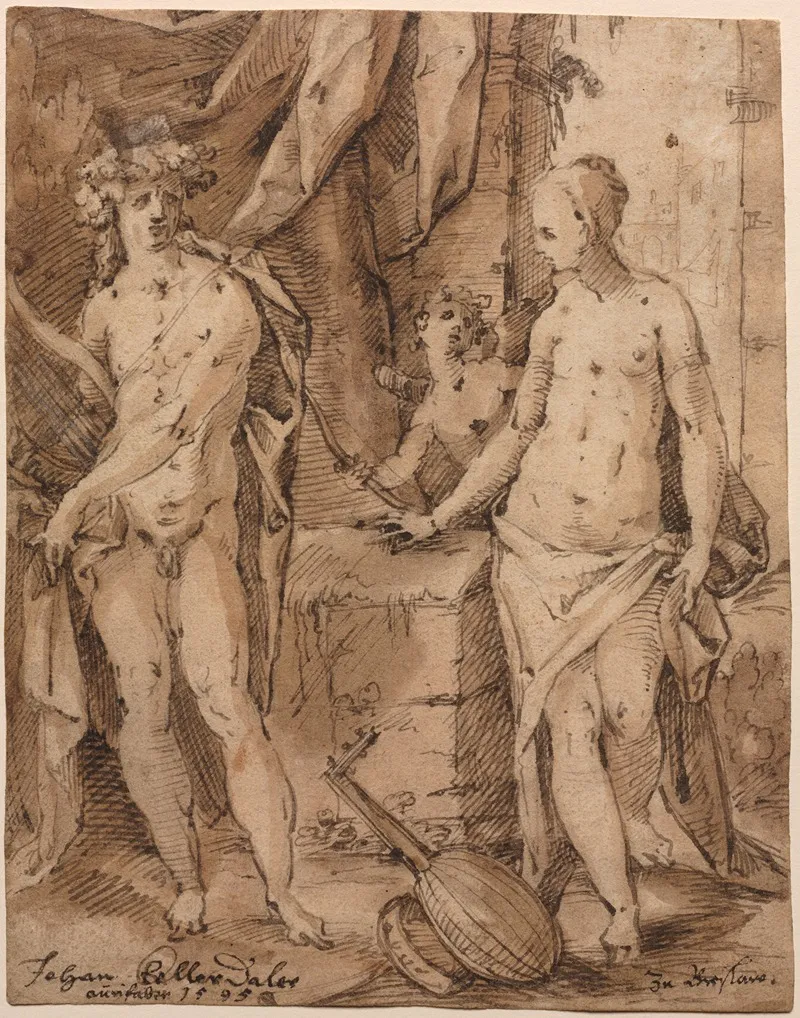 Apollo With Erato And Cupid Wall Art by Johann Kellerthaler - High-Resolution Digital Print