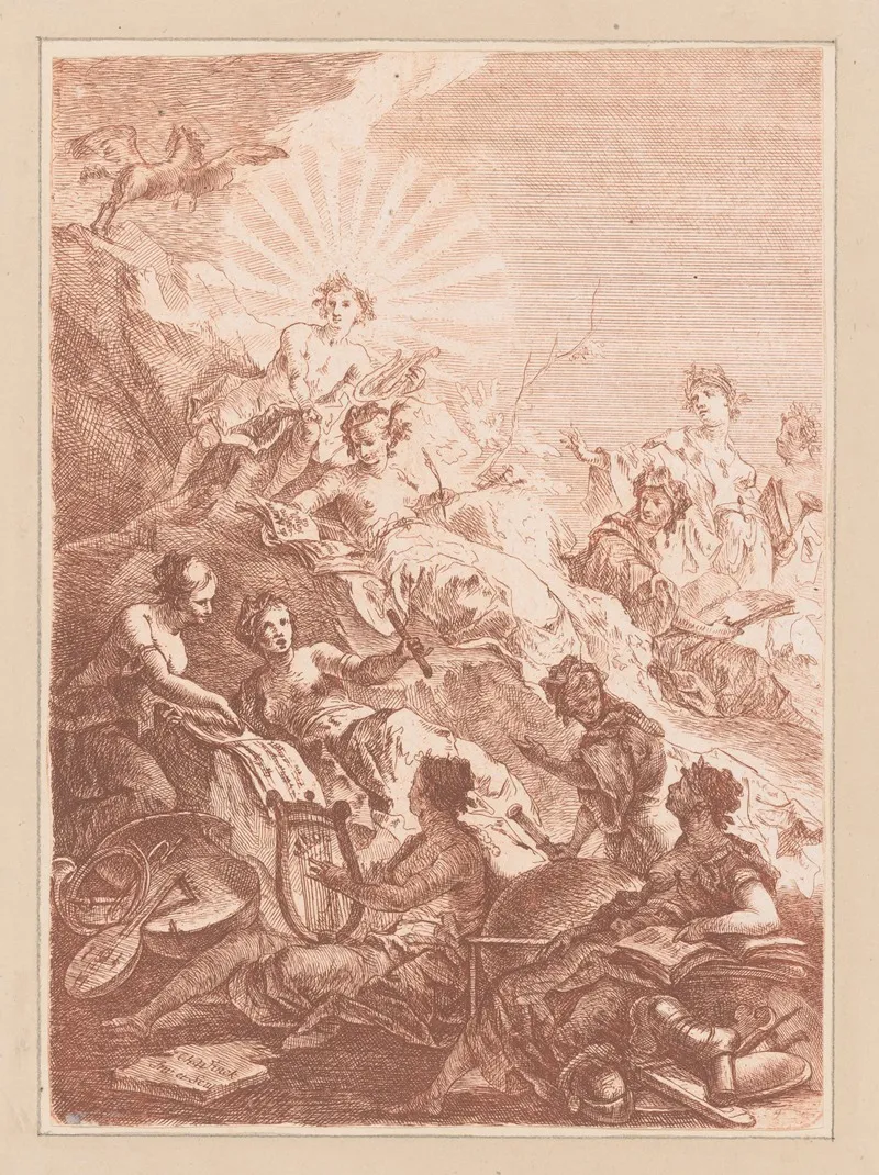 Apollo With The Muses On Parnassus Wall Art by Johann Christian Thomas Winck - High-Resolution Digital Print
