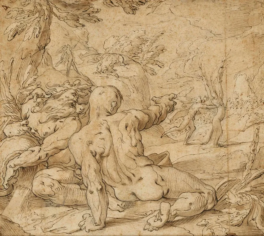 Apollon Poursuivant Daphne Wall Art by Abraham Bloemaert - High-Resolution Digital Print