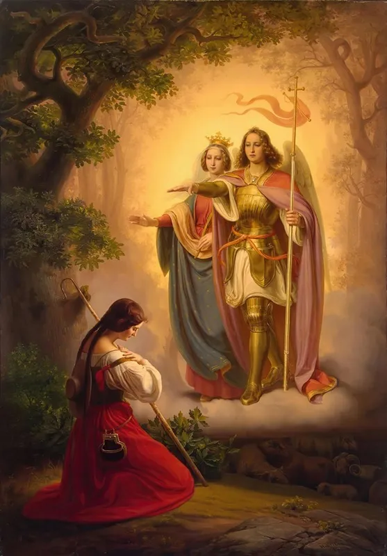 Appearance Of Saints Catherine And Michael To Joan Of Arc Wall Art by Hermann Stilke - High-Resolution Digital Print
