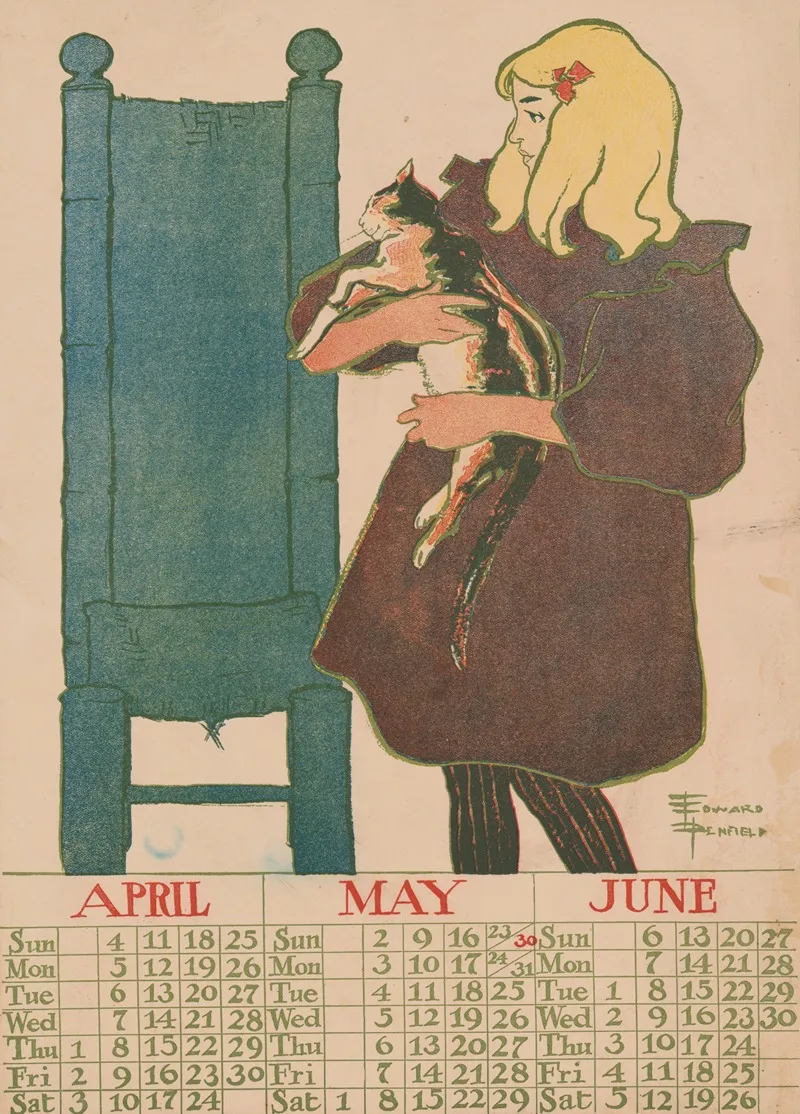 April May June 1897 Calendar Wall Art by Edward Penfield - High-Resolution Digital Print