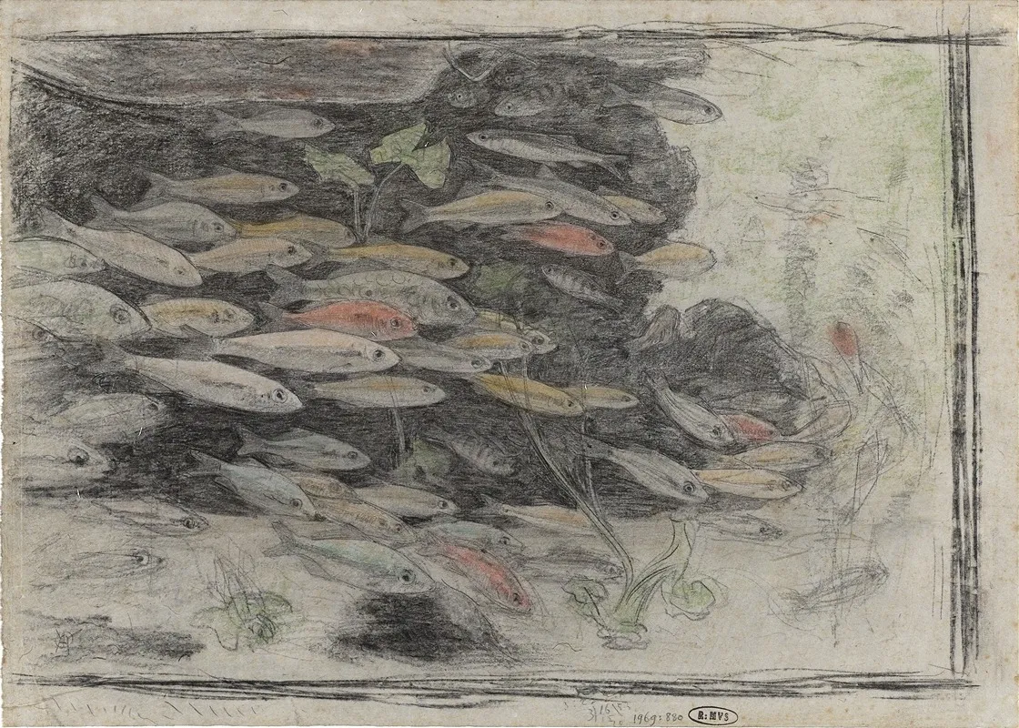 Aquarium Met Goudwinden Wall Art by Gerrit Willem Dijsselhof - High-Resolution Digital Print