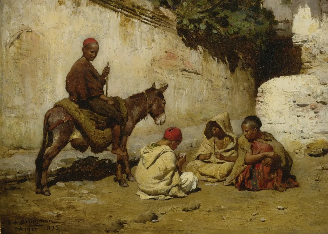 Arab Children Playing Cards