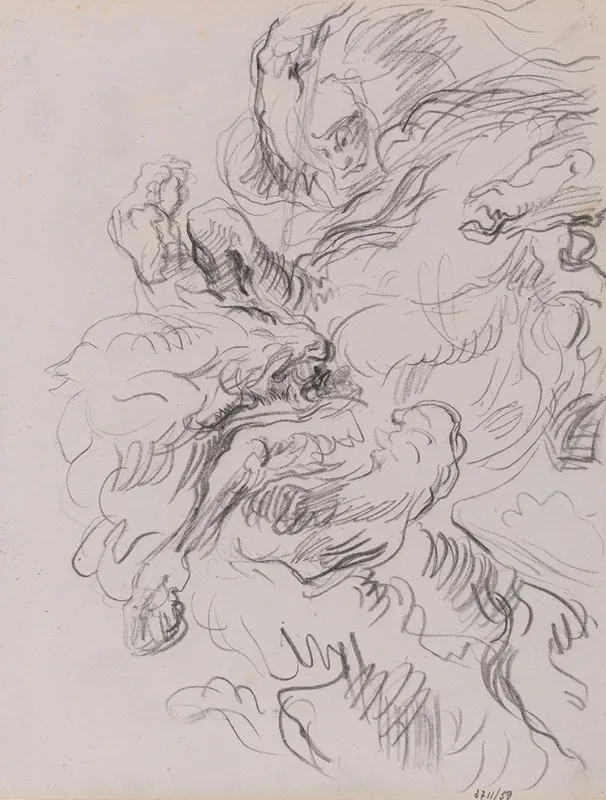 Arab Horseman Attacked By A Lion 2