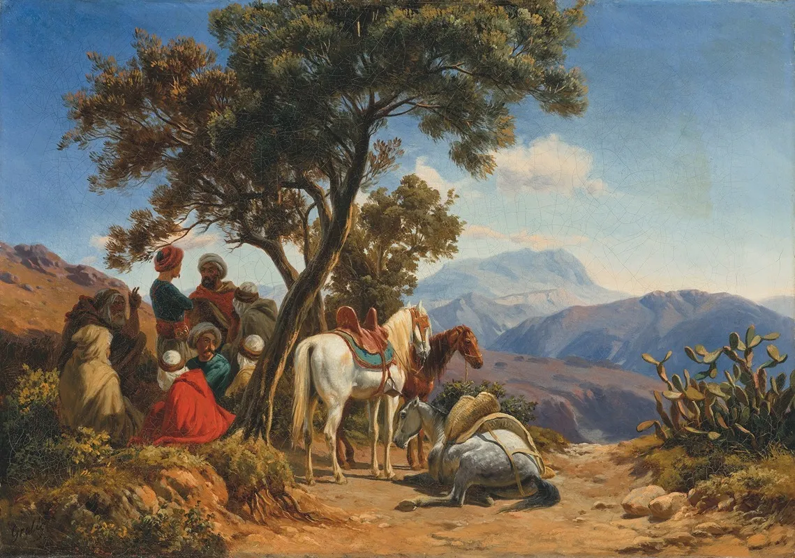 Arab Horseman In The Mountains Wall Art by Curt Grolig - High-Resolution Digital Print