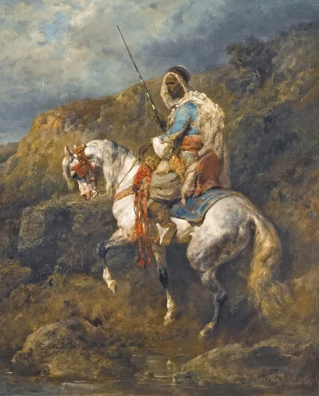 Arab Horseman Wall Art by Adolf Schreyer - High-Resolution Digital Print