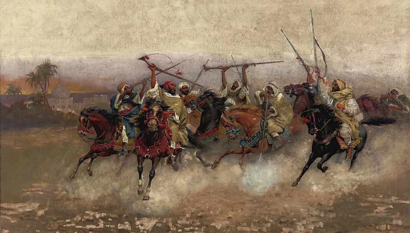 Arab Horsemen In Gallop Wall Art by Henry Enrico Coleman - High-Resolution Digital Print