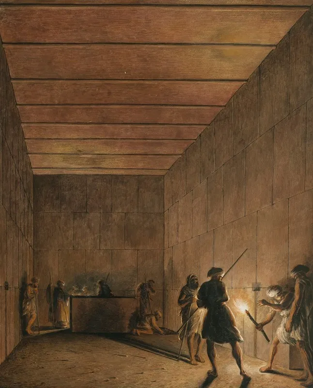 Arab Men Discovering An Ancient Tomb