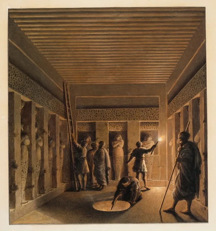 Arab Men Discovering The Interior Of A Pyramid