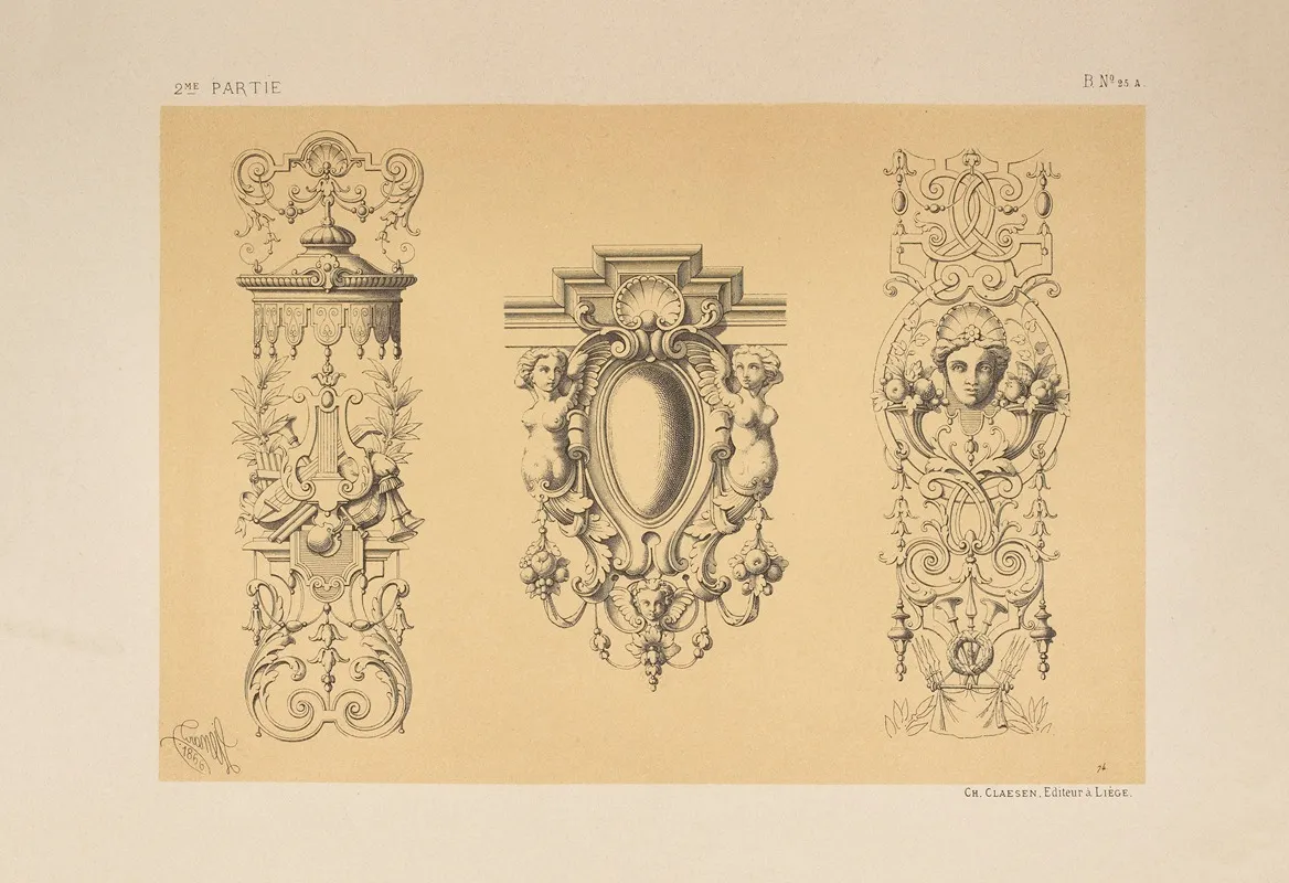Arabesque Et Cartouche Genre Marot 2 Wall Art by Michel Liénard - High-Resolution Digital Print