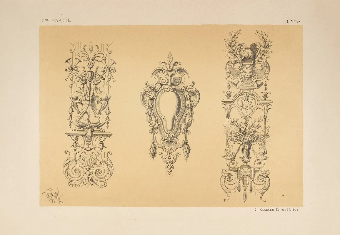 Arabesque Et Cartouche Genre Marot Wall Art by Michel Liénard - High-Resolution Digital Print