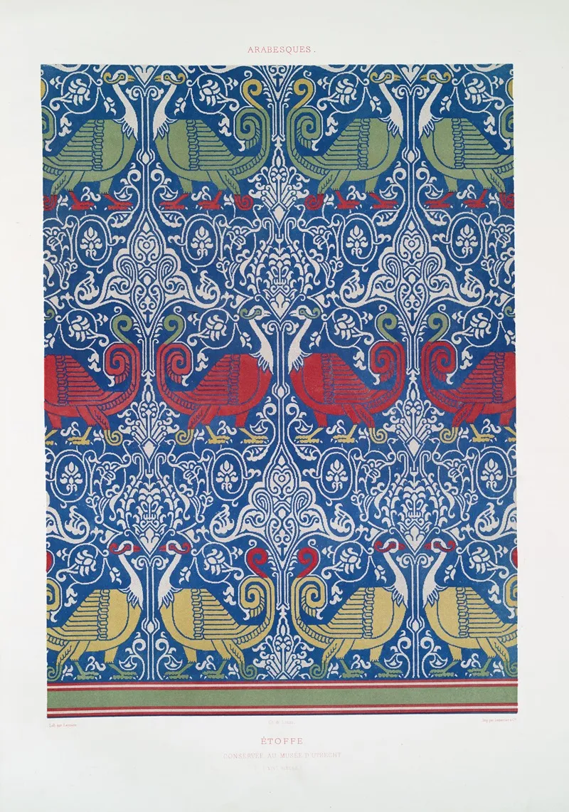 Arabesques Etoffe Conservee Au Musee Utrecht Xive Siecle