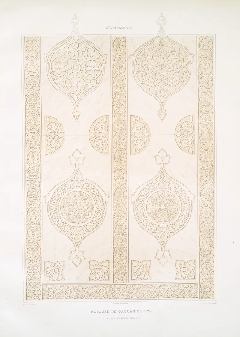 Arabesques Mosquee De Qaouam El Dyn Dallage En Marbre Blanc
