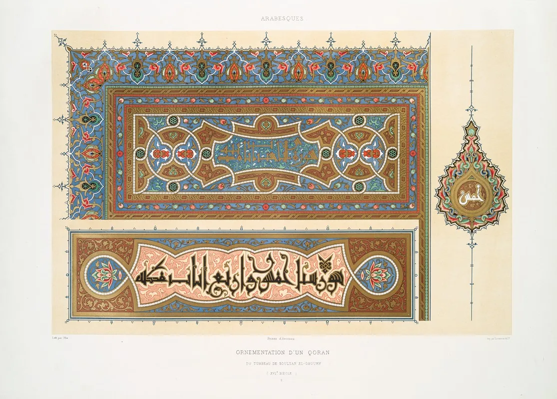 Arabesques Ornementation Dun Qoran Du Tombeau De Soultan El Ghoury Xvie Siecle 2