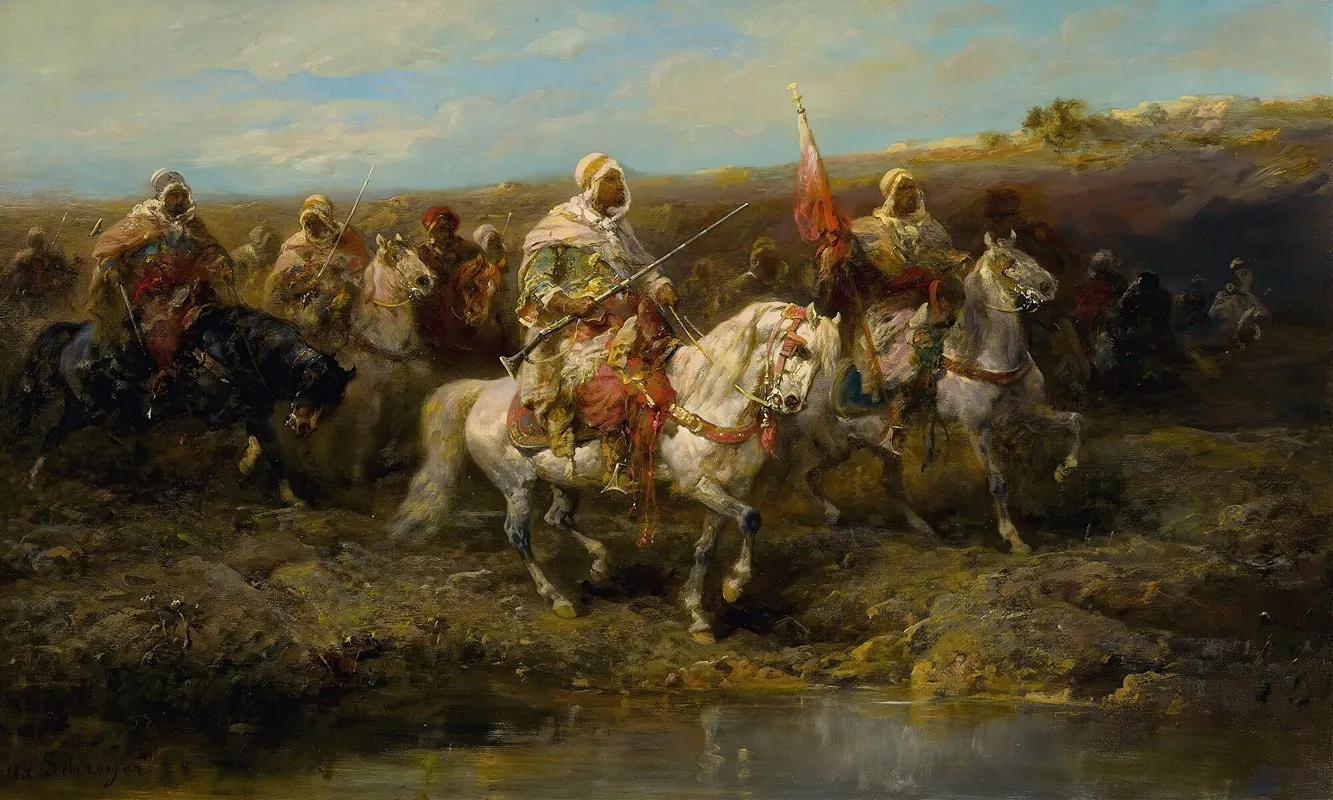 Arabian Horseman Wall Art by Adolf Schreyer - High-Resolution Digital Print