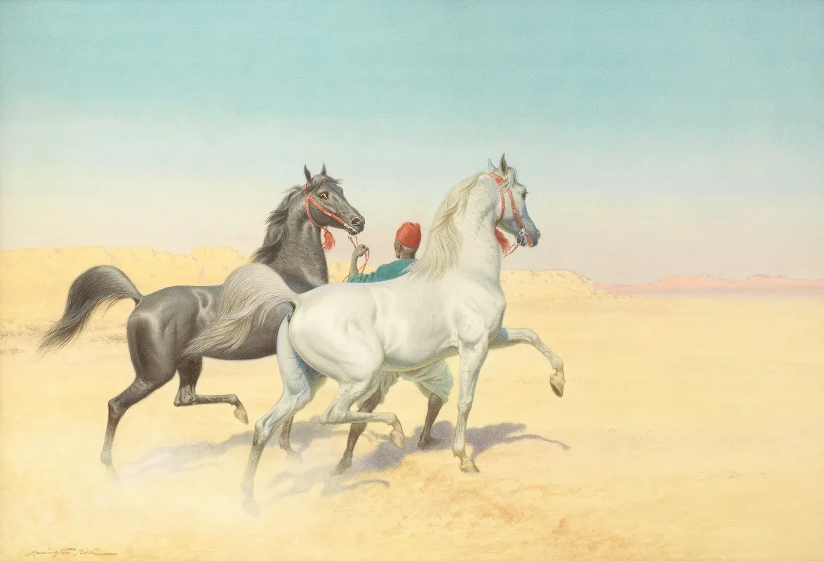 Arabian Horses In The Desert Wall Art by John Alexander Harrington Bird - High-Resolution Digital Print