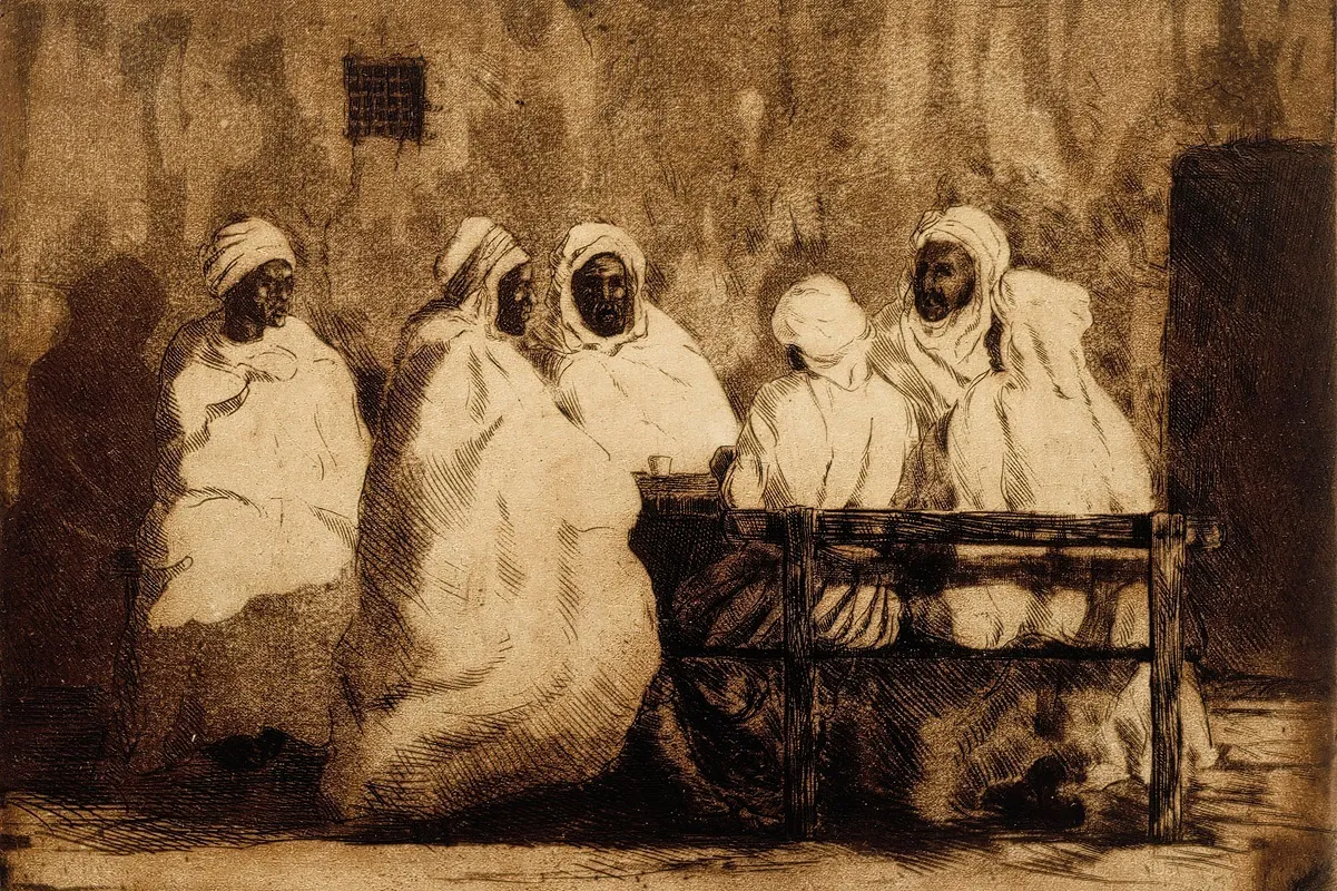 Arabs In Front Of A Cafe In Biskra Wall Art by Oscar Parviainen - High-Resolution Digital Print