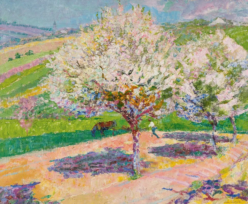 Arbres En Fleur Dans La Prairie Wall Art by Victor Charreton - High-Resolution Digital Print