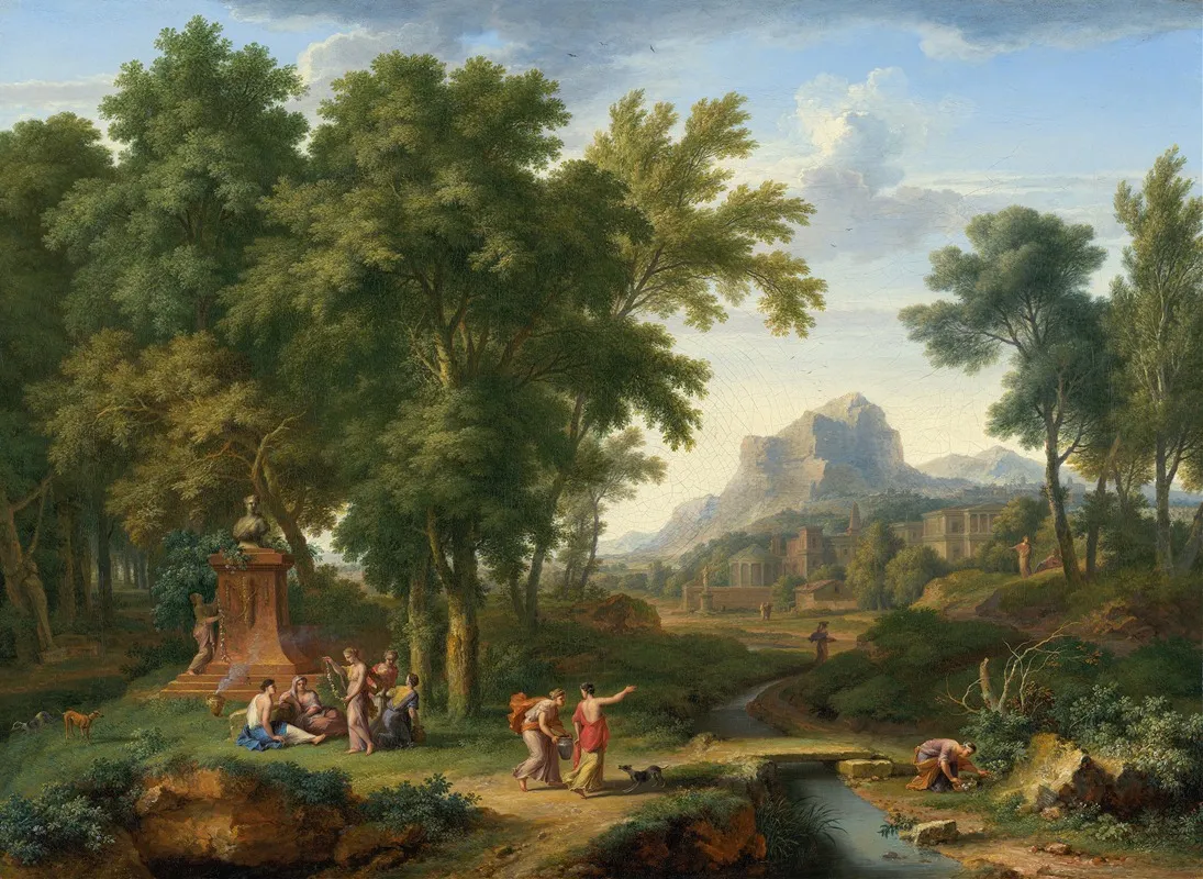 Arcadian Landscape With A Bust Of Flora