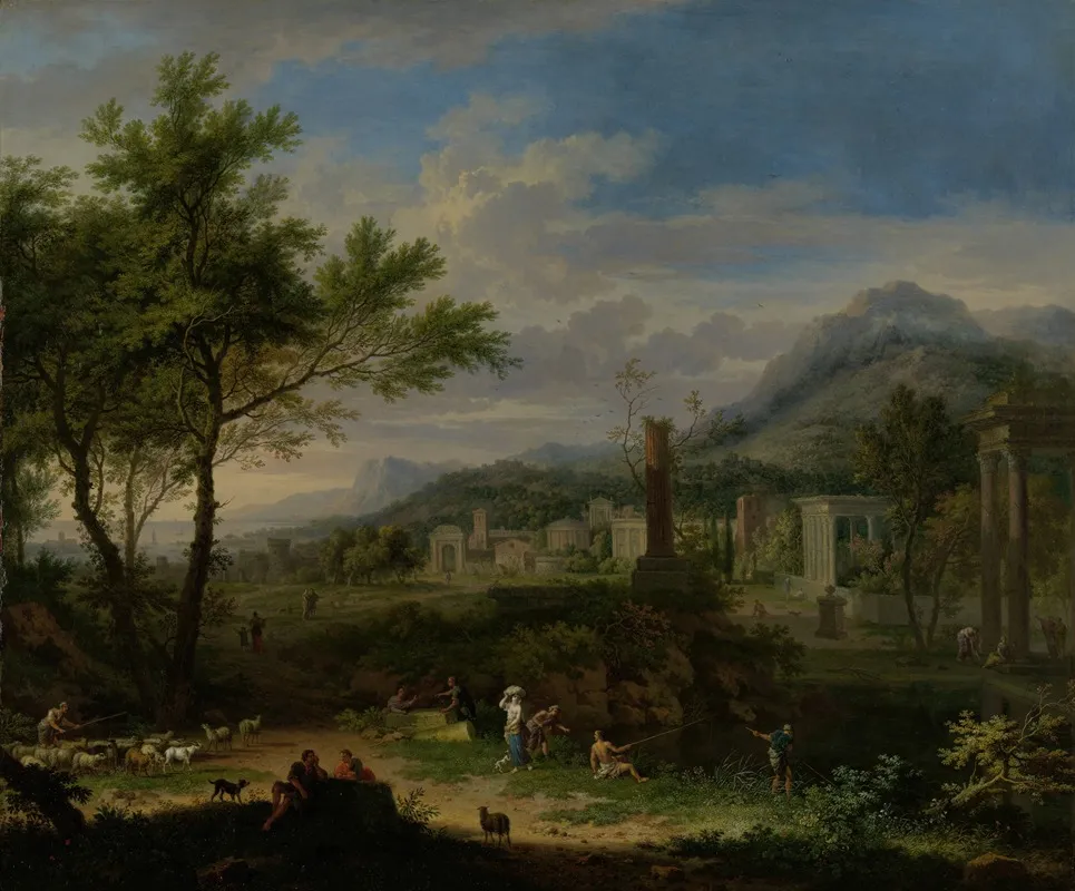 Arcadian Landscape With Fishermen
