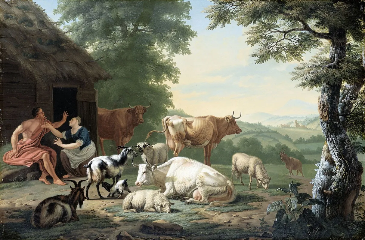 Arcadian Landscape With Shepherds And Cattle