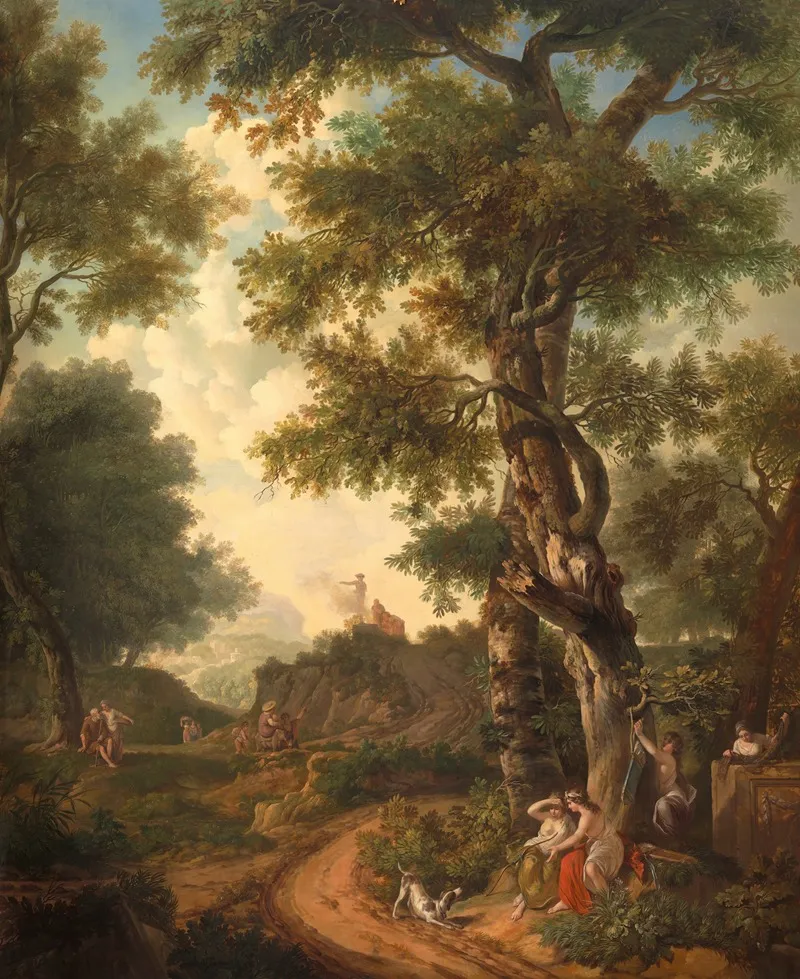 Arcadisch Landschap Met Reizigers