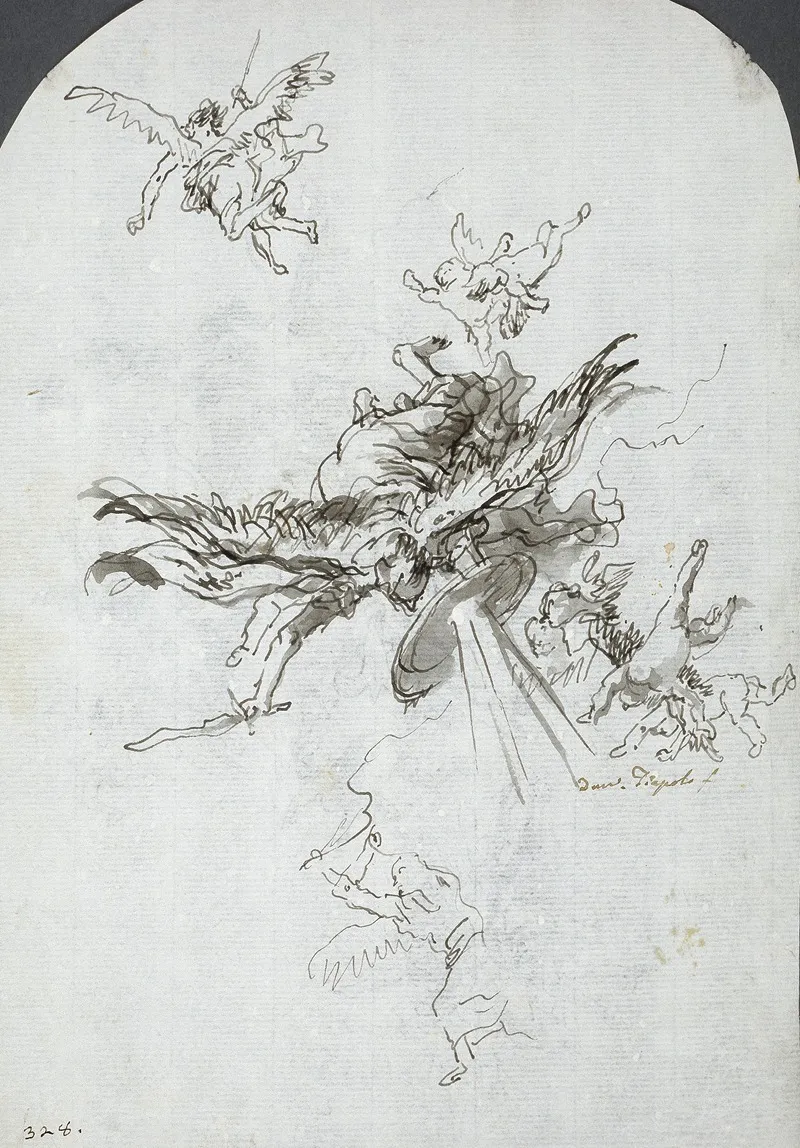 Archangel Michael Wall Art by Giovanni Domenico Tiepolo - High-Resolution Digital Print