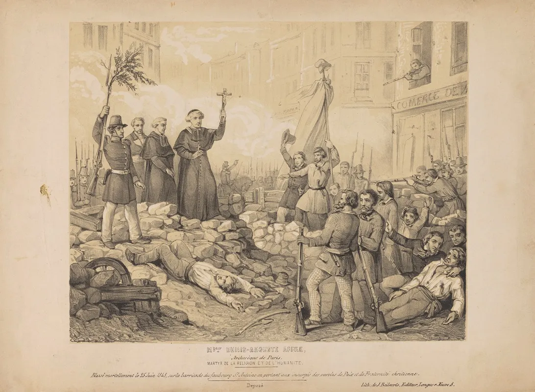 Archbishop Is Standing On The Barricades Wall Art by Louis Geens - High-Resolution Digital Print