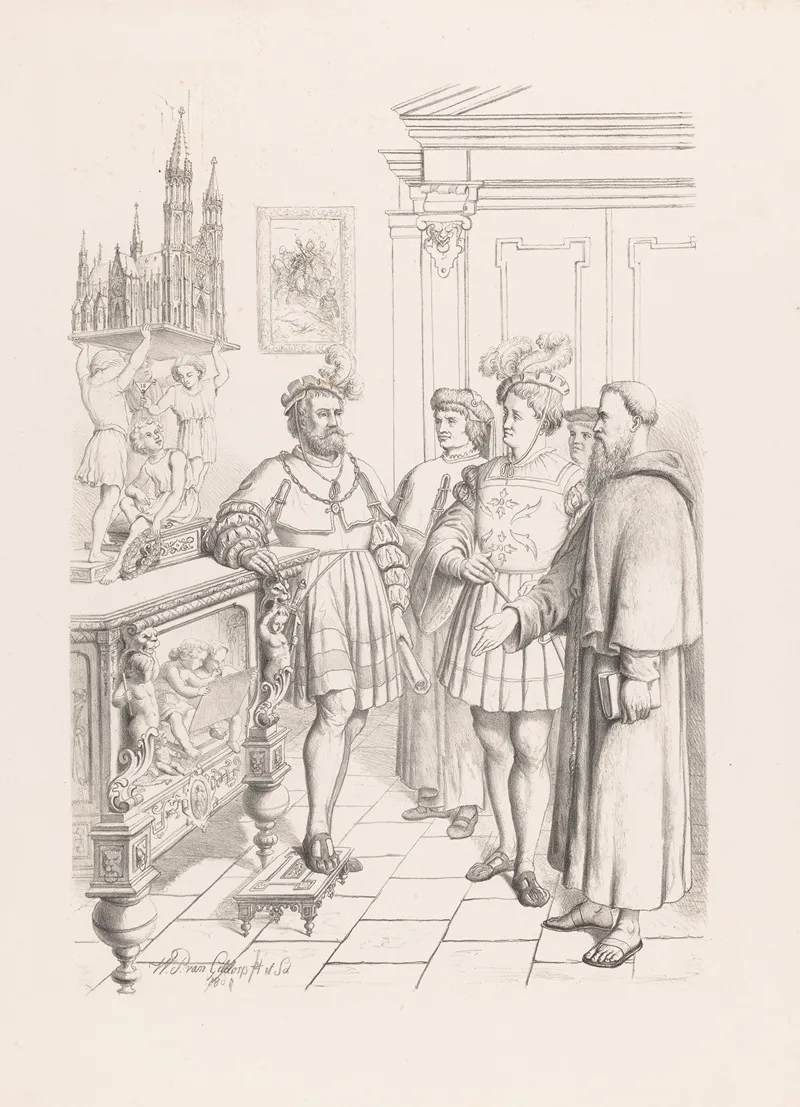 Architect Shows Model To Client Wall Art by Wilhelmus Petrus van Geldorp - High-Resolution Digital Print