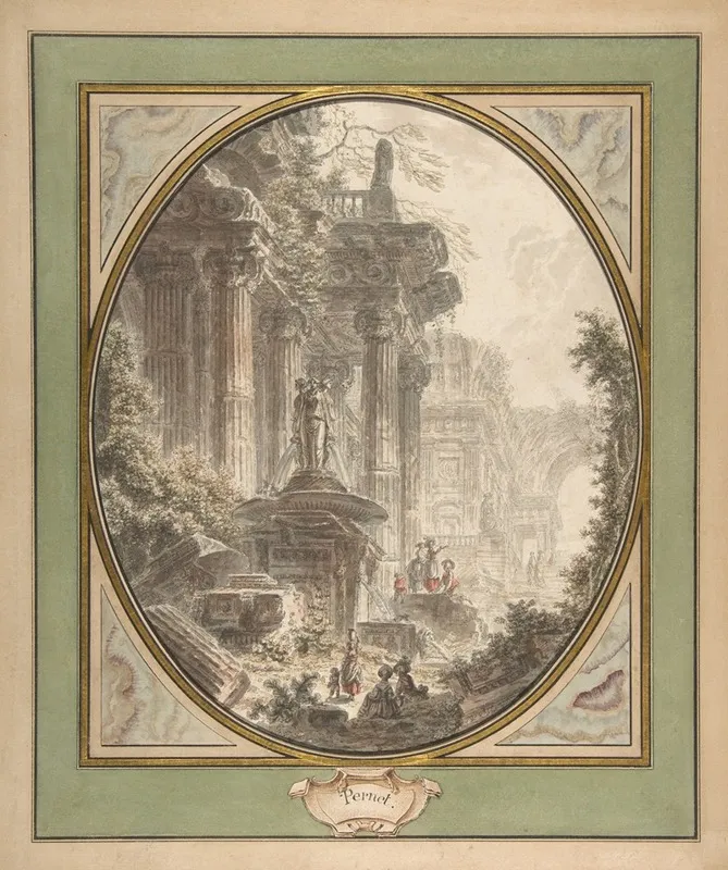 Architectural Capriccio 2 Wall Art by Jean Henri Alexandre Pernet - High-Resolution Digital Print
