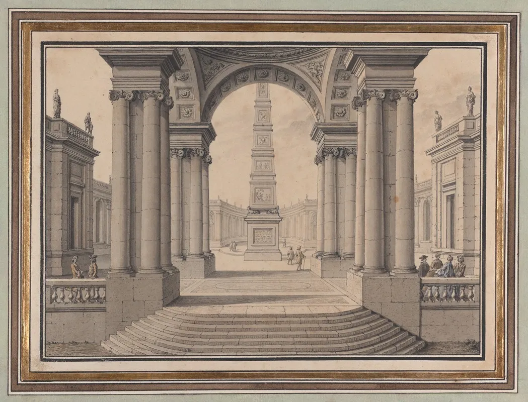 Architectural Capriccio With An Obelisk