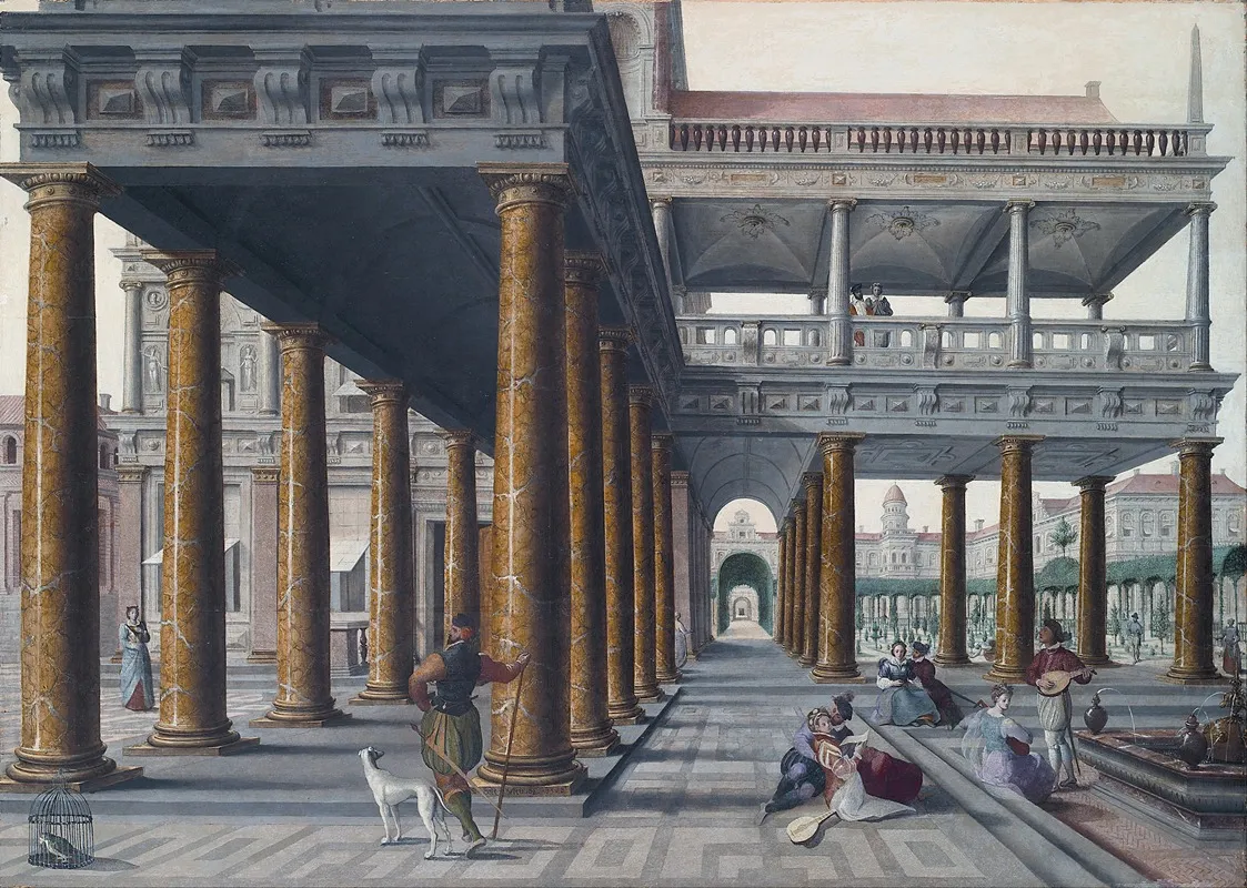 Architectural Caprice With Figures Wall Art by Hans Vredeman de Vries - High-Resolution Digital Print