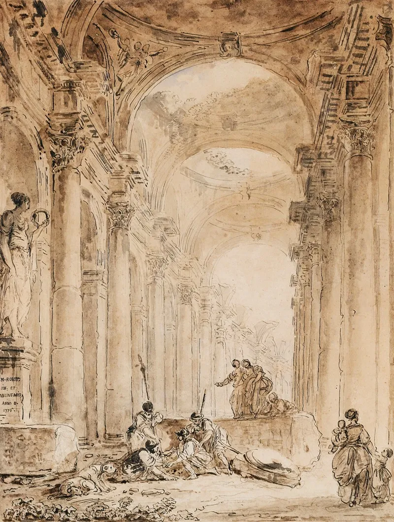 Architectural Composition With Ruins Wall Art by Hubert Robert - High-Resolution Digital Print