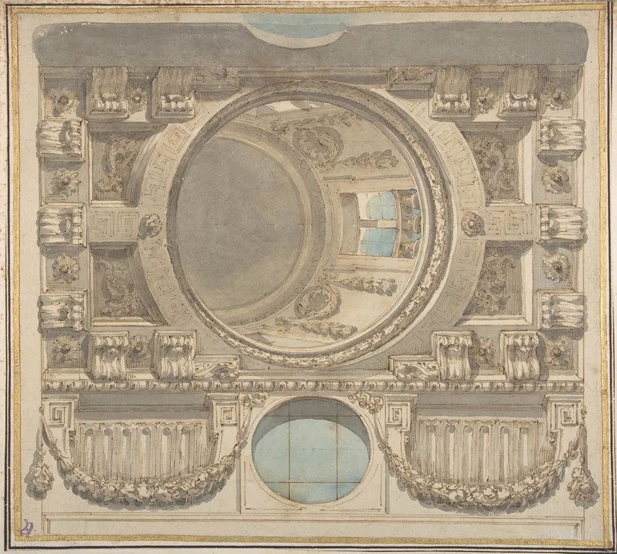 Architectural Design For A Ceiling With A Dome Wall Art by Flaminio Innocenzo Minozzi - High-Resolution Digital Print