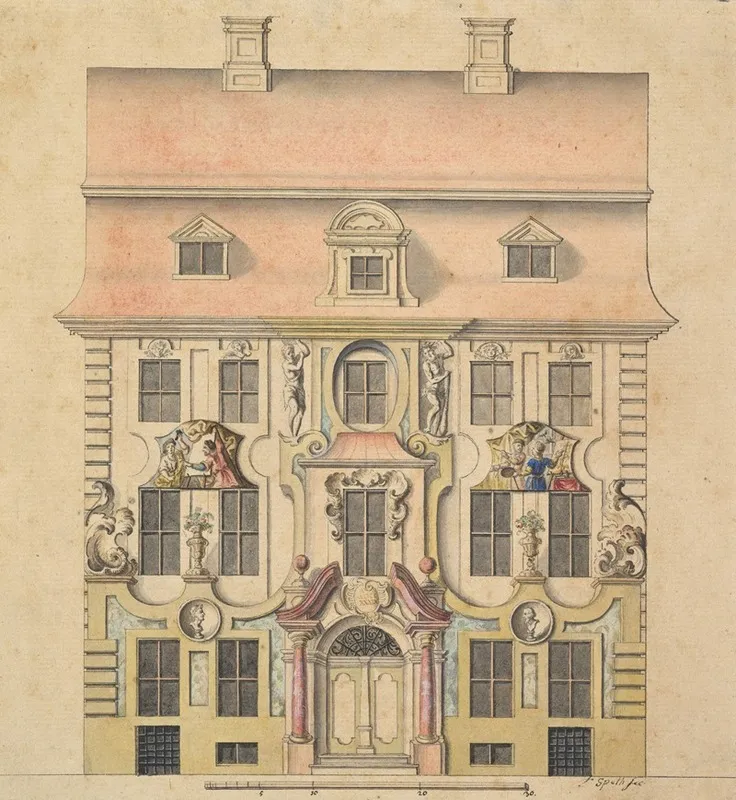 Architectural Design For A Facade Wall Art by Ferenc (Franz) Speth - High-Resolution Digital Print