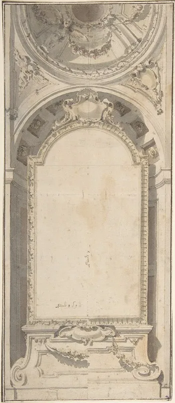 Architectural Design With An Altarpiece Framed In A Niche And Surmounted By A Dome Wall Art by Flaminio Innocenzo Minozzi - High-Resolution Digital Print