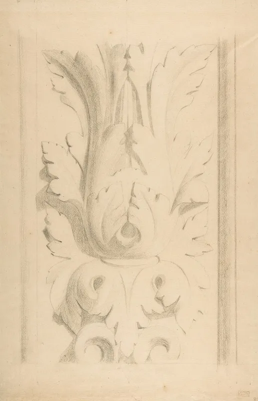 Architectural Motif Double Acanthus Fleuron Wall Art by Georges Seurat - High-Resolution Digital Print
