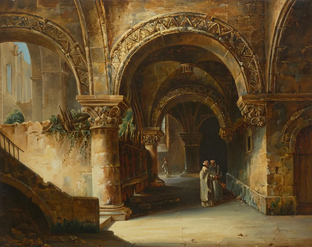 Architectural Study 11 Wall Art by Louis Jacques Mandé Daguerre - High-Resolution Digital Print