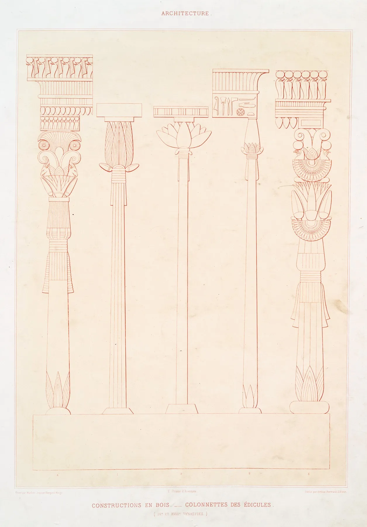 Architecture Constructions En Bois Colonnettes Des Edicules Ive Et Xviiie Dynasties