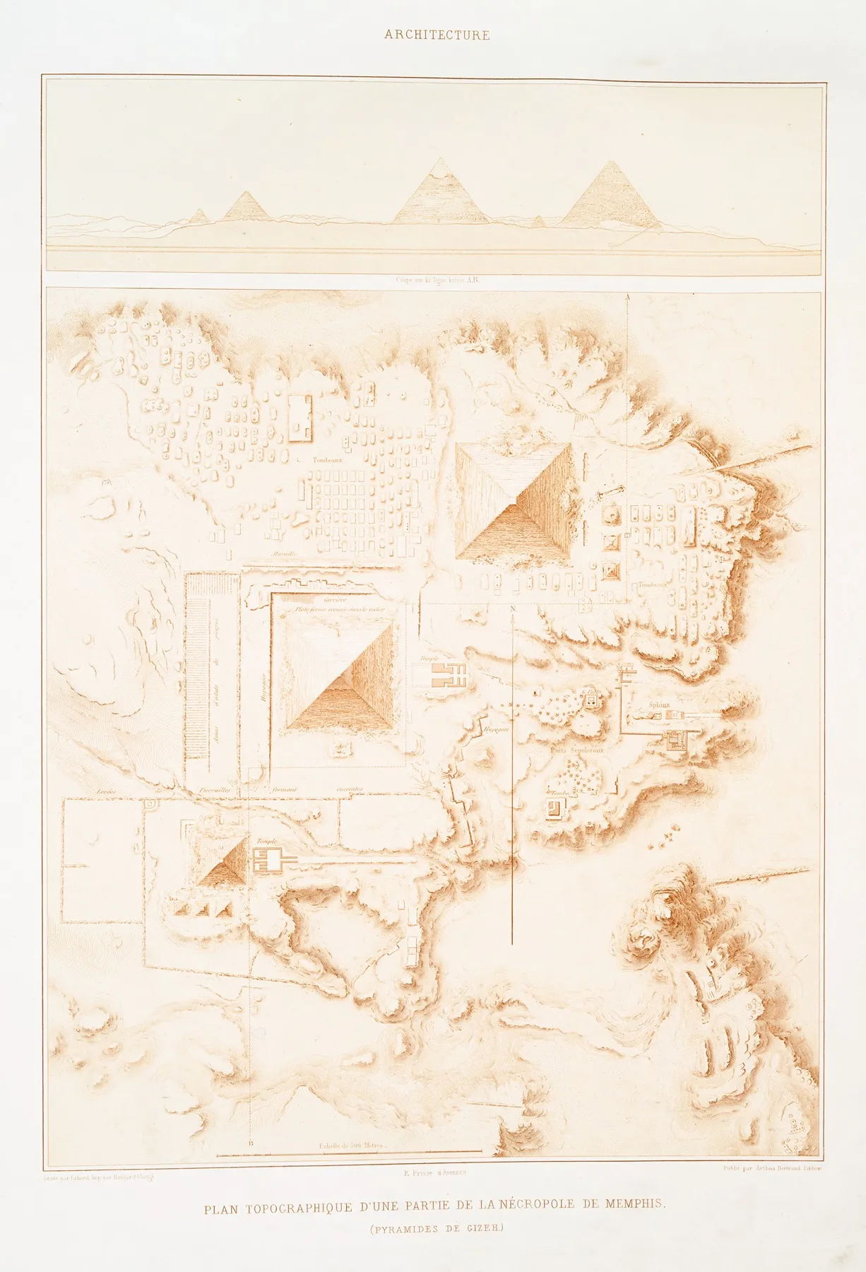 Architecture Plan Topographique Dune Partie De La Necropole De Memphis Pyramids De Gizeh