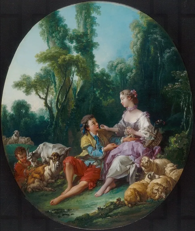 Are They Thinking About The Grape Pensent Ils Au Raisin Wall Art by François Boucher - High-Resolution Digital Print